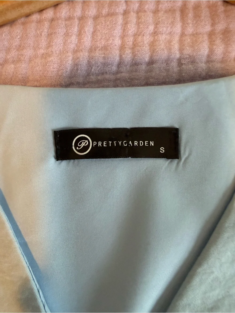 PRETTYGARDEN Sky Blue Puff Sleeve V-Neck Wrap Mini Dress Size S Great Condition - Picture 12 of 15